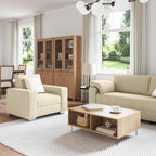 Sofá 3 pcs Crema 219 x 80 x 82 cm Tejido mezcla de lino