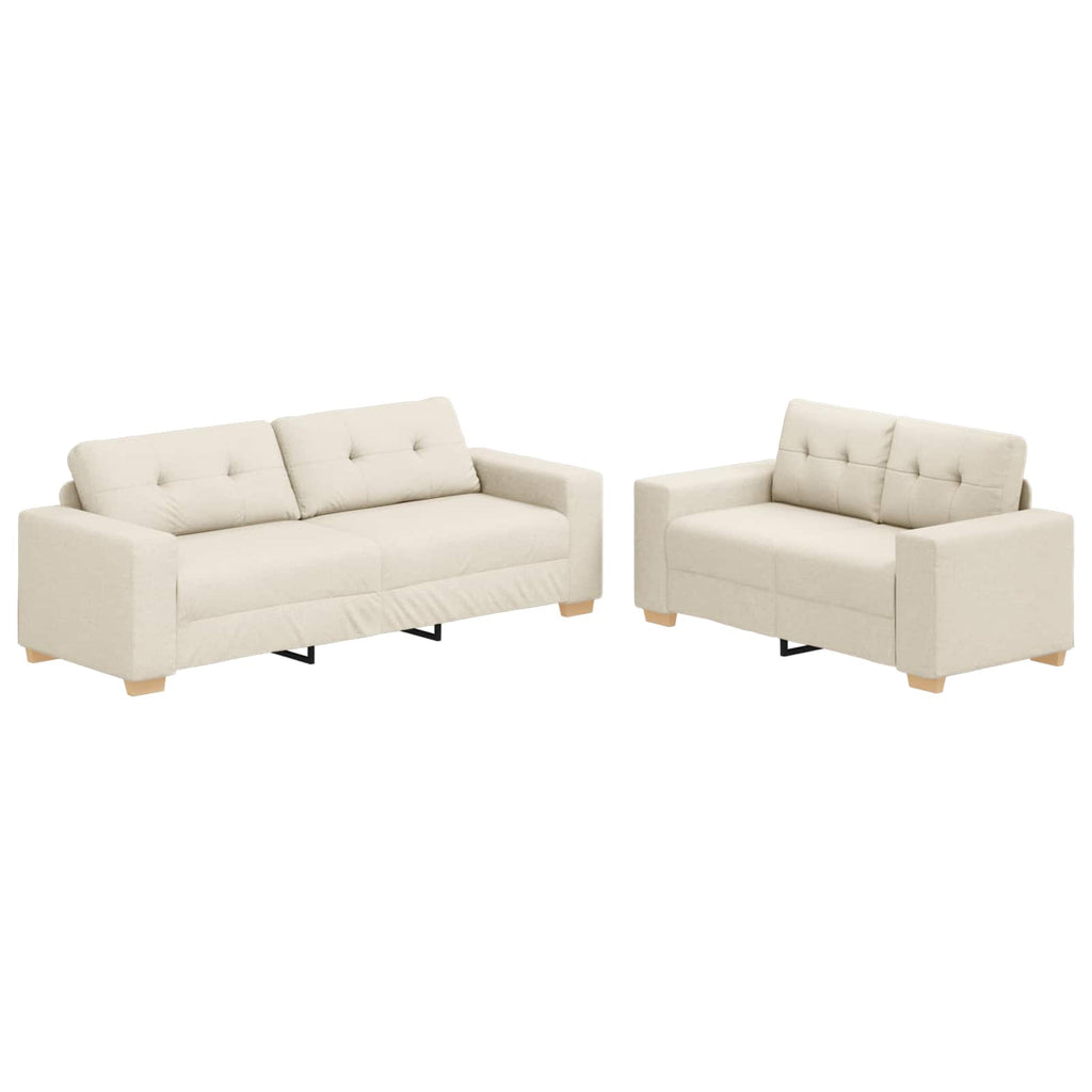 Sofá 2 pcs Beige 221 x 80 x 80 cm Tejido mezcla de lino