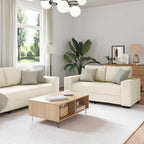 Sofá 2 pcs Beige 221 x 80 x 82 cm Tejido mezcla de lino