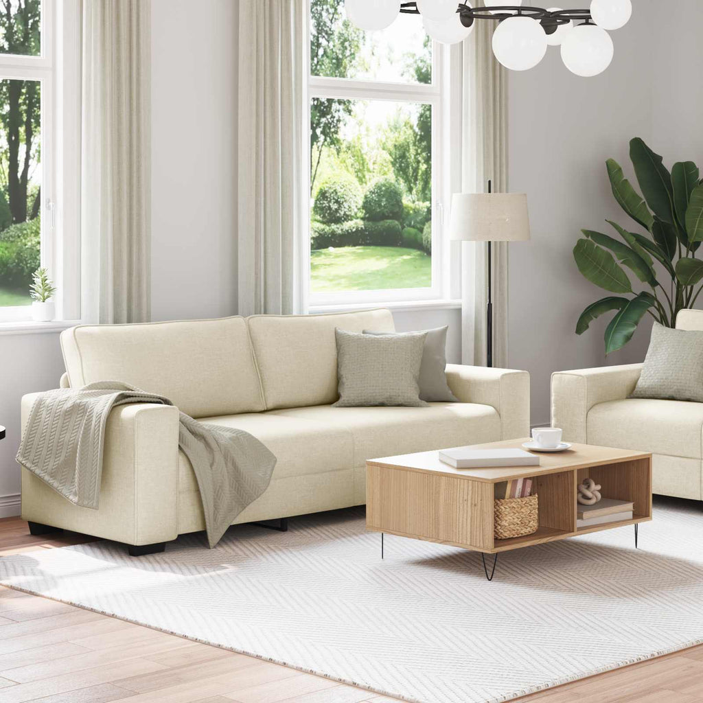 Sofá 2 pcs Beige 221 x 80 x 82 cm Tejido mezcla de lino