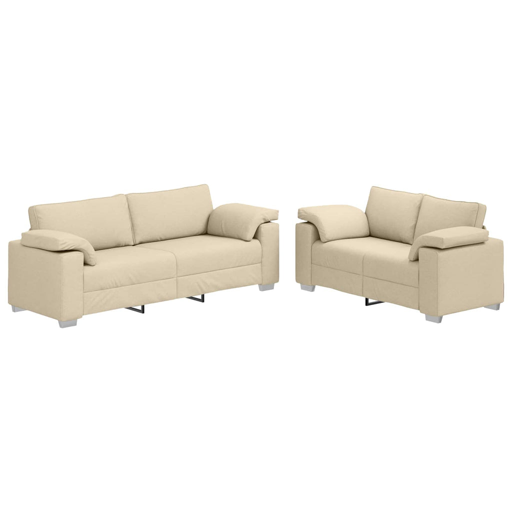 Sofá 2 pcs Crema 219 x 80 x 82 cm tela