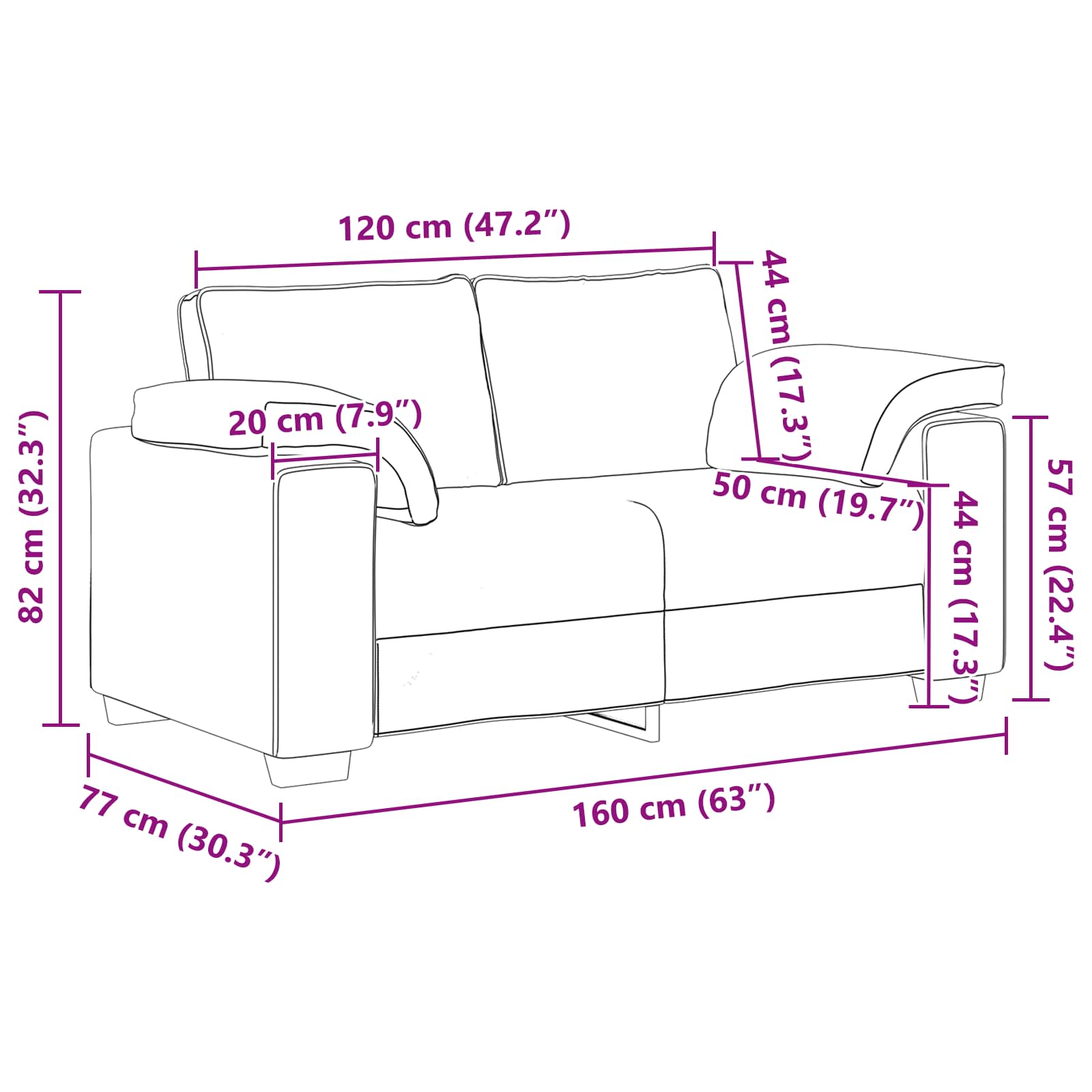 Sofá 2 pcs Crema 219 x 80 x 82 cm tela