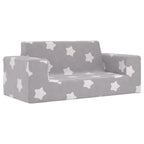 Sofá infantil de 2 plazas gris claro con estrellas felpa suave