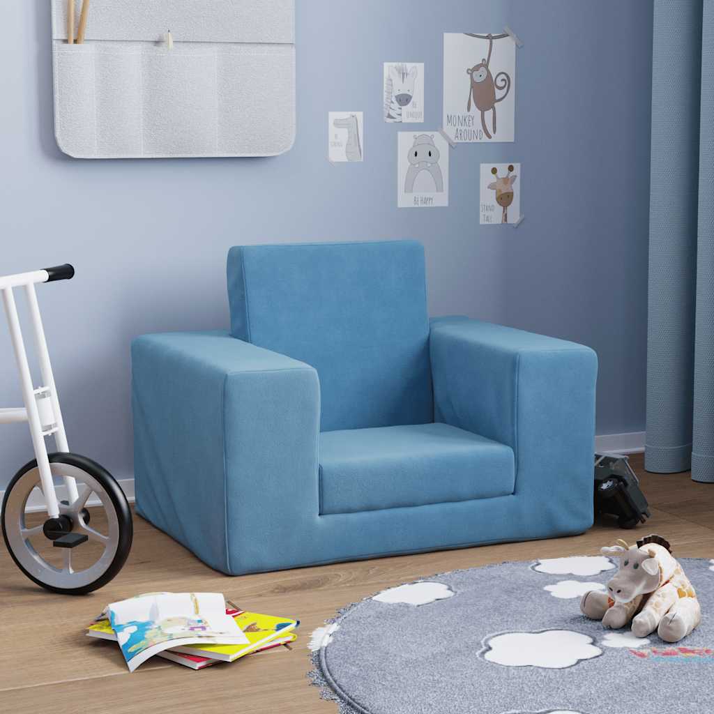 Sofá cama infantil felpa suave azul