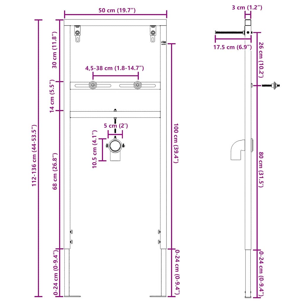 Soporte de pared de baño Manual Azul 50 x 3 x 112 cm