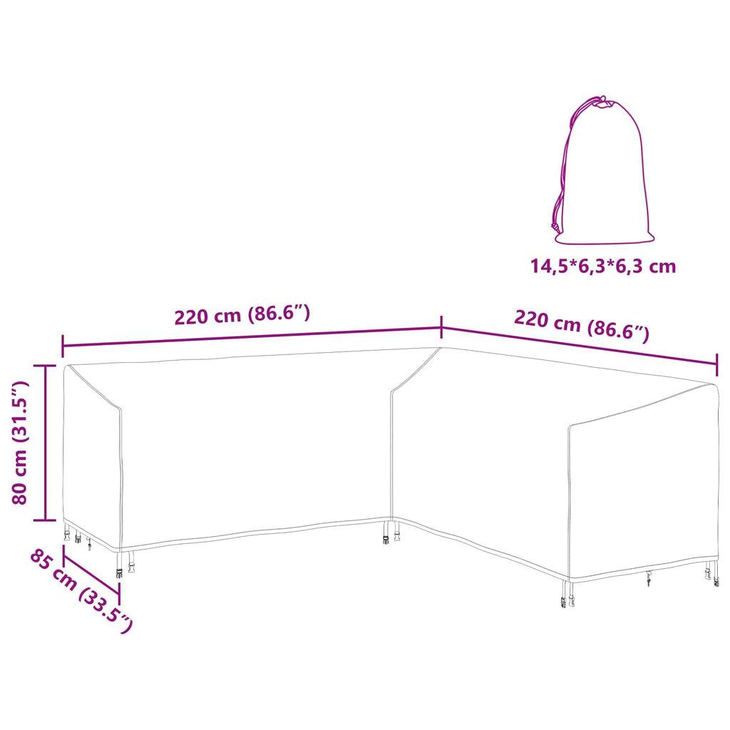 Funda para muebles Negro 220 x 220 x 80 cm Tela Oxford 420D