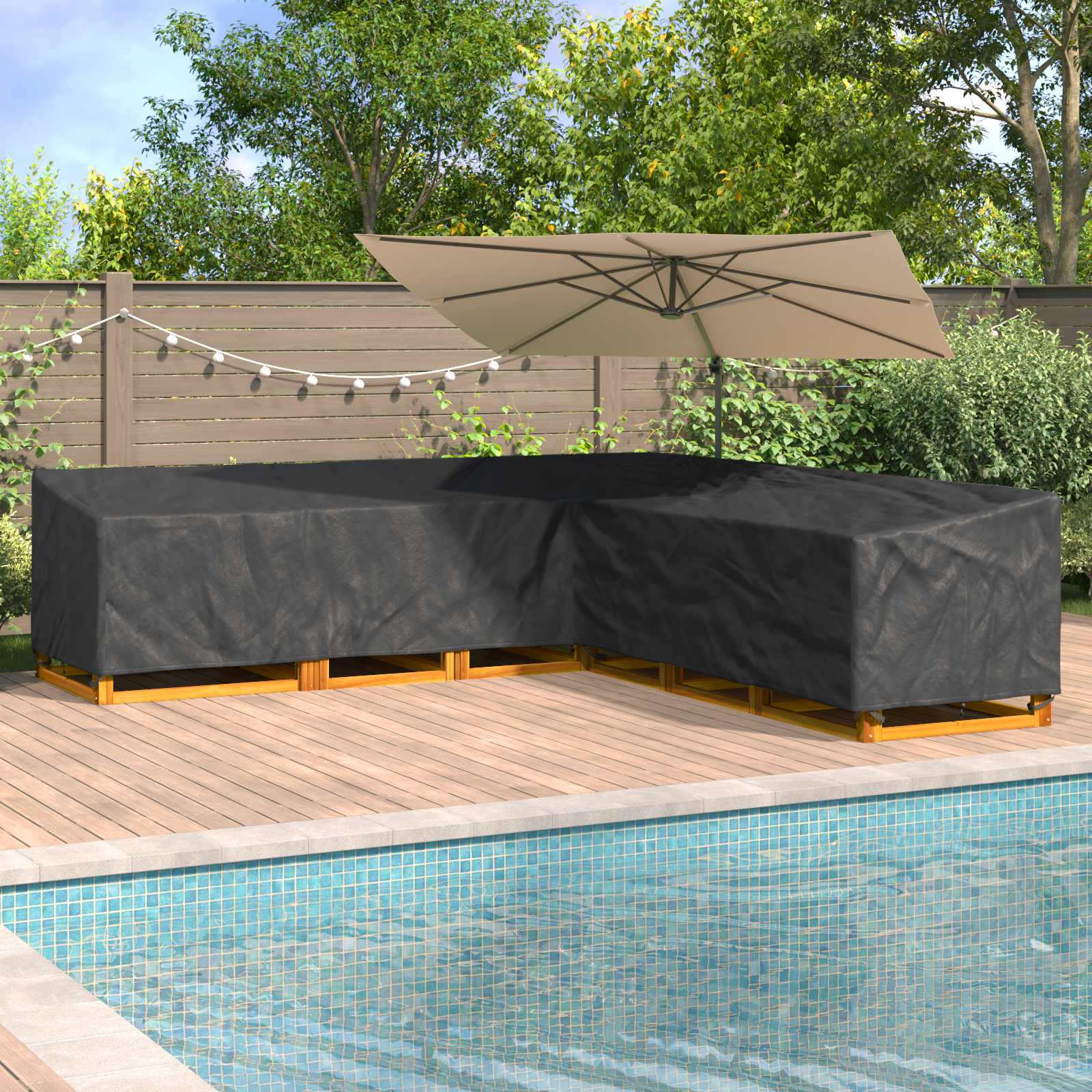 Funda para muebles Negro 220 x 220 x 80 cm Tela Oxford 420D