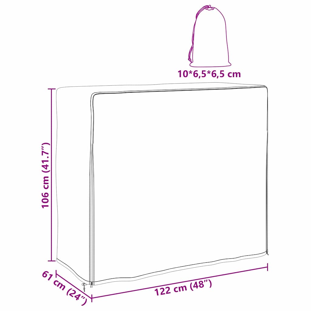 Funda para leñero Liso Negro 61 x 122 x 106 cm Tela Oxford 210D
