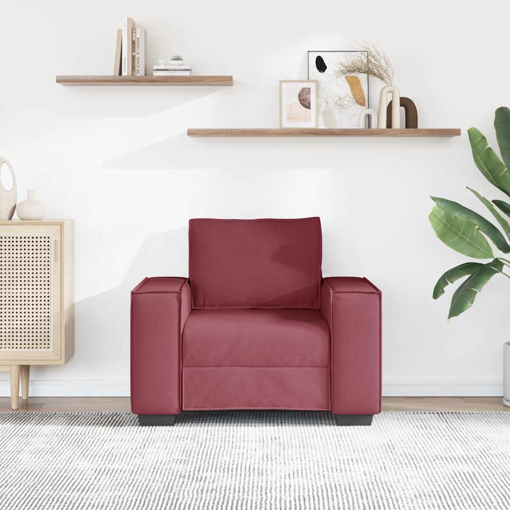 Sillón de tela color rojo vino 100x78x84 cm