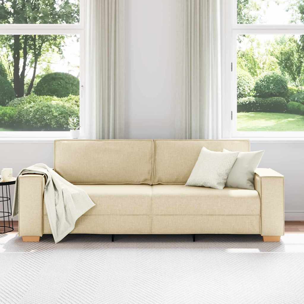 Sofá de 3 plazas Crema 220 cm tela