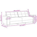 Sofá de 3 plazas Taupé 220 cm tela