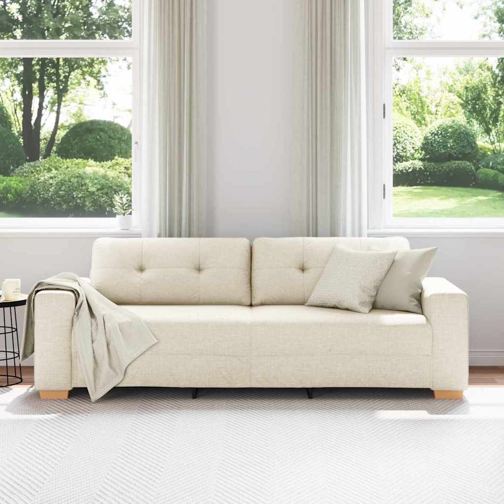 Sofá 2 pcs Beige 221 x 80 x 80 cm Tejido mezcla de lino