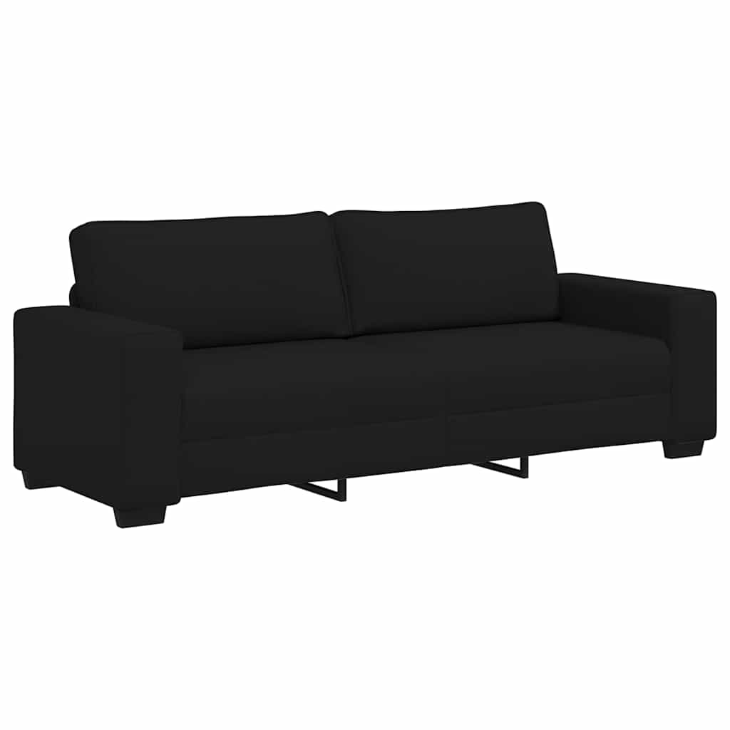 Sofá 3 plazas Tela Negro 220x77x82 cm