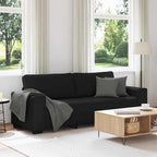 Sofá 3 plazas Tela Negro 220x77x82 cm