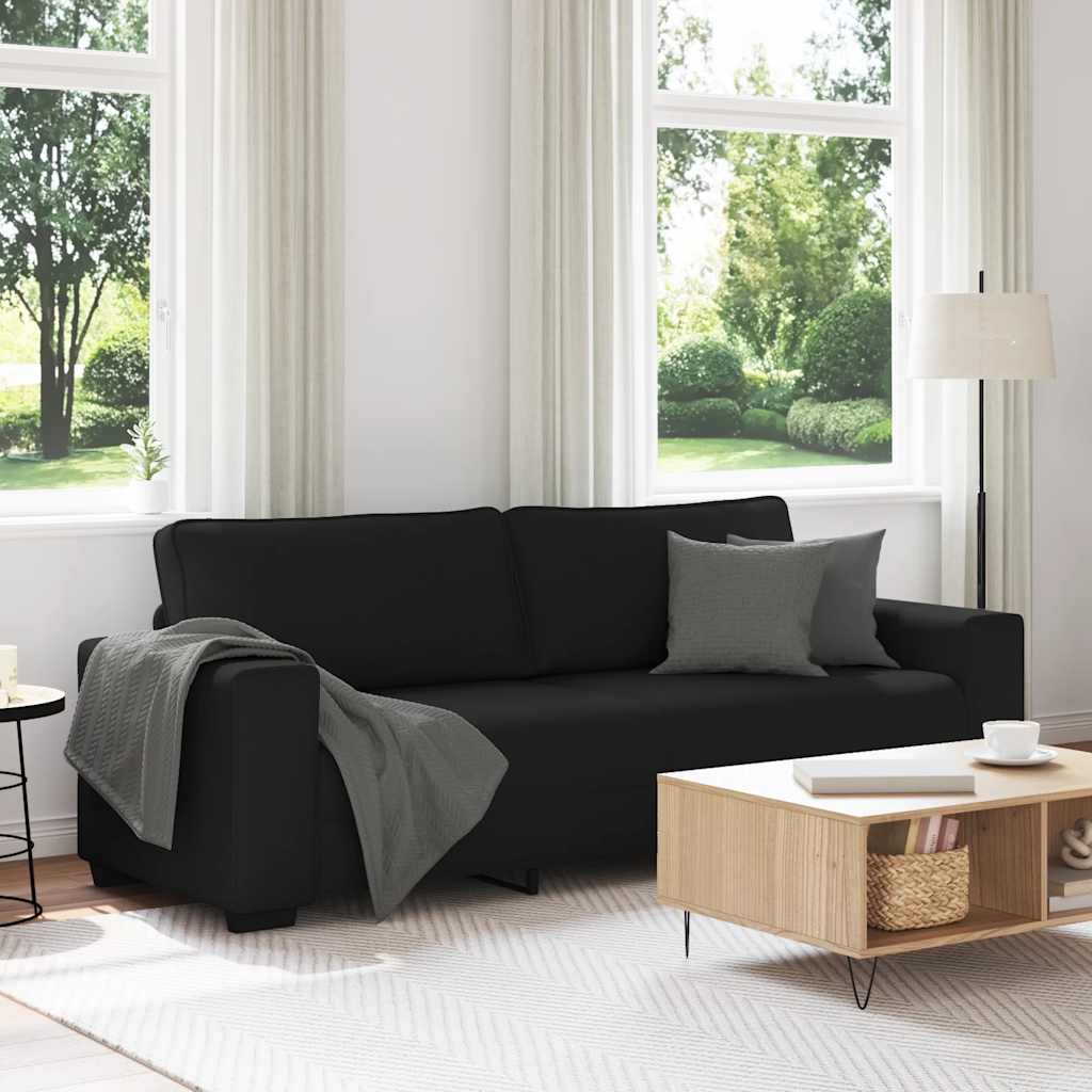 Sofá 3 plazas Tela Negro 220x77x82 cm