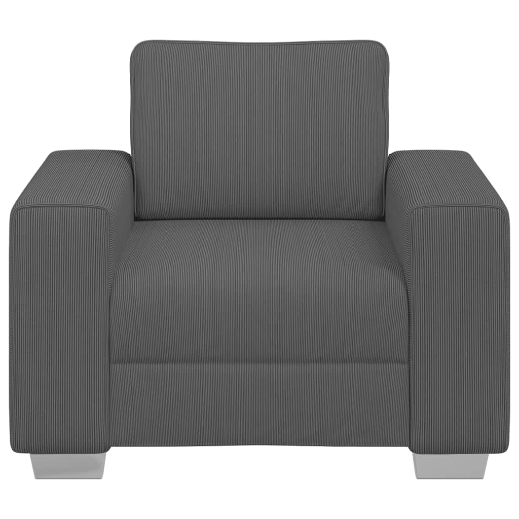 Sillón de tela de pana gris oscuro 100x77x82 cm