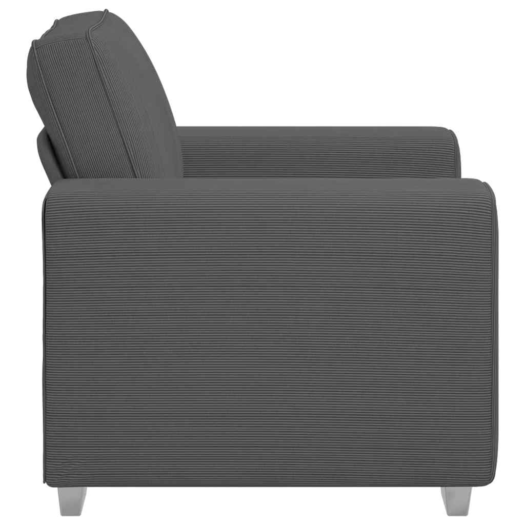 Sillón de tela de pana gris oscuro 100x77x82 cm