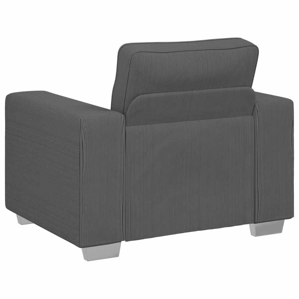 Sillón de tela de pana gris oscuro 100x77x82 cm