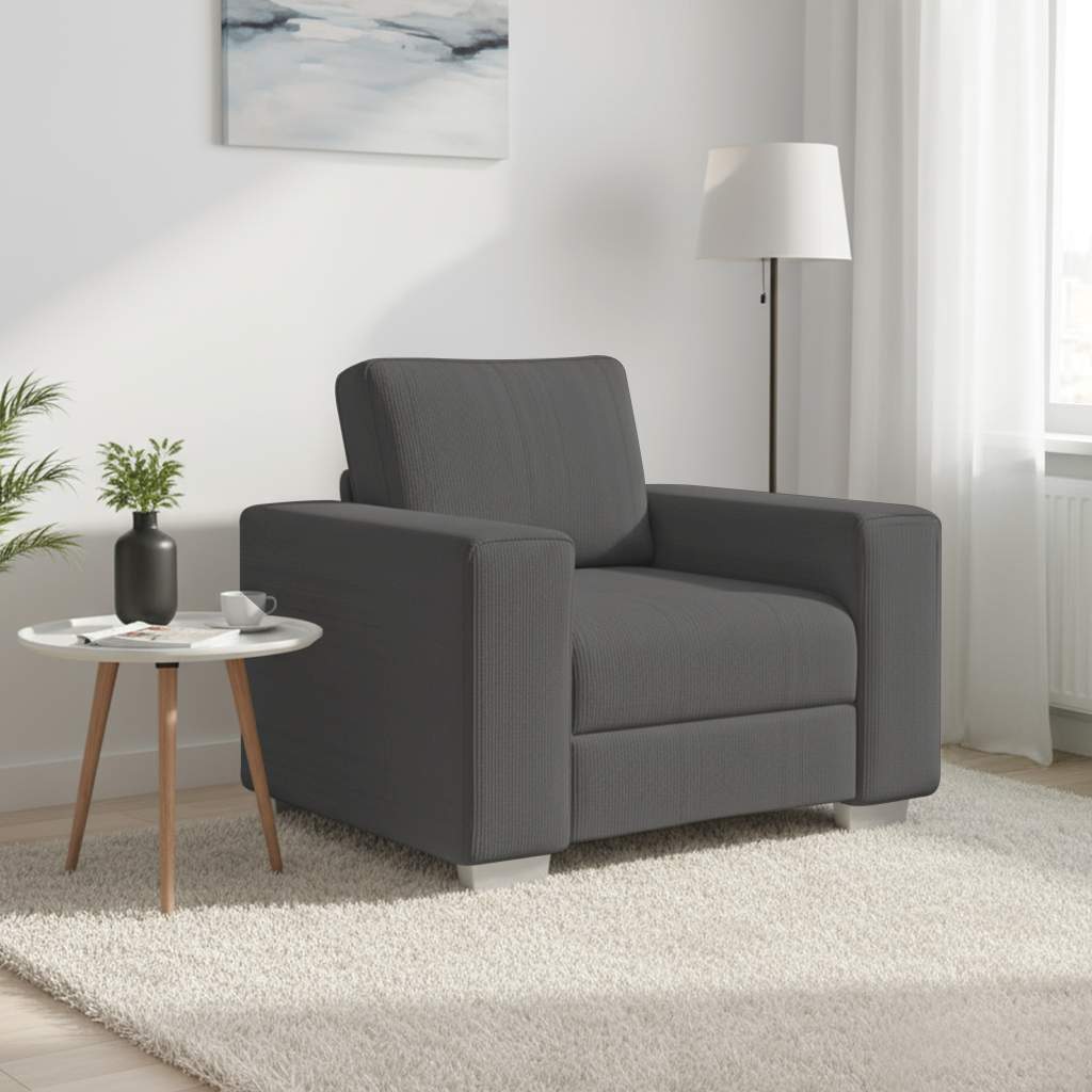 Sillón de tela de pana gris oscuro 100x77x82 cm