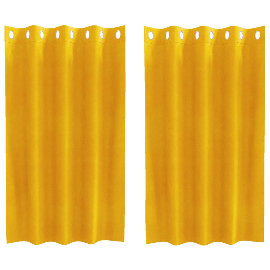 Cortinas opacas 2 pcs Amarillo Mostaza 140 x 140 cm Terciopelo