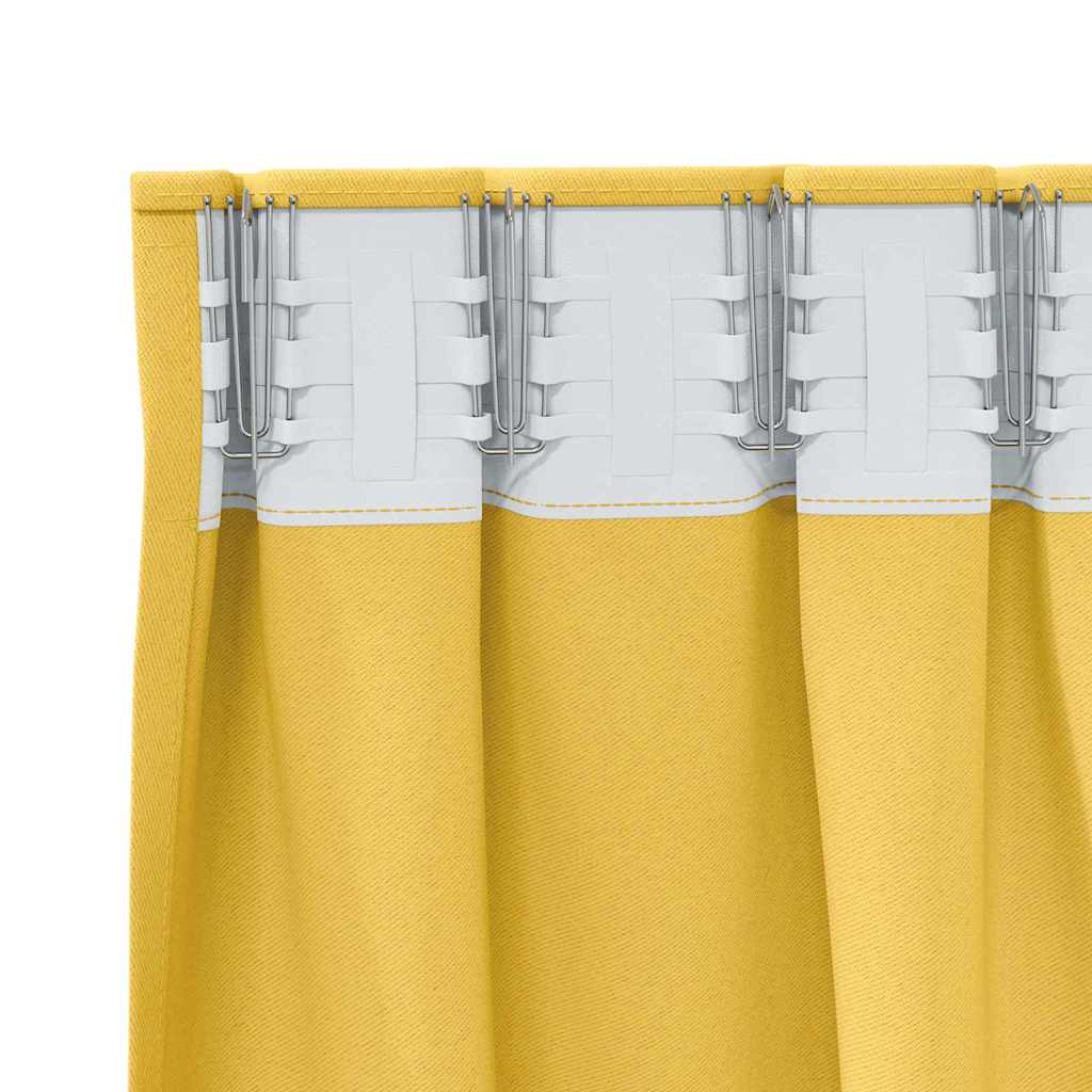 Cortinas Opacas con Anillas 2 pcs Amarillo Mostaza 140 x 140 cm