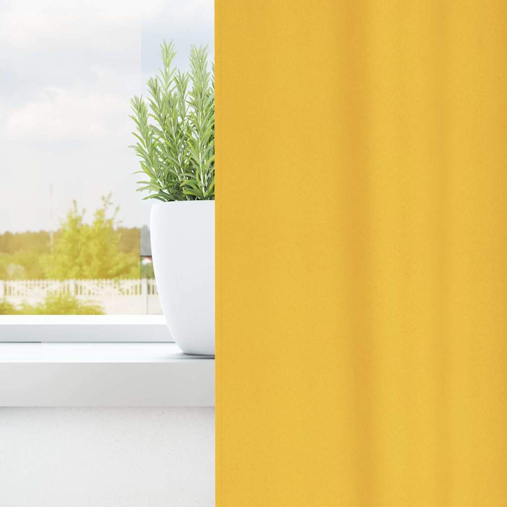 Cortinas Opacas con Anillas 2 pcs Amarillo Mostaza 140 x 140 cm
