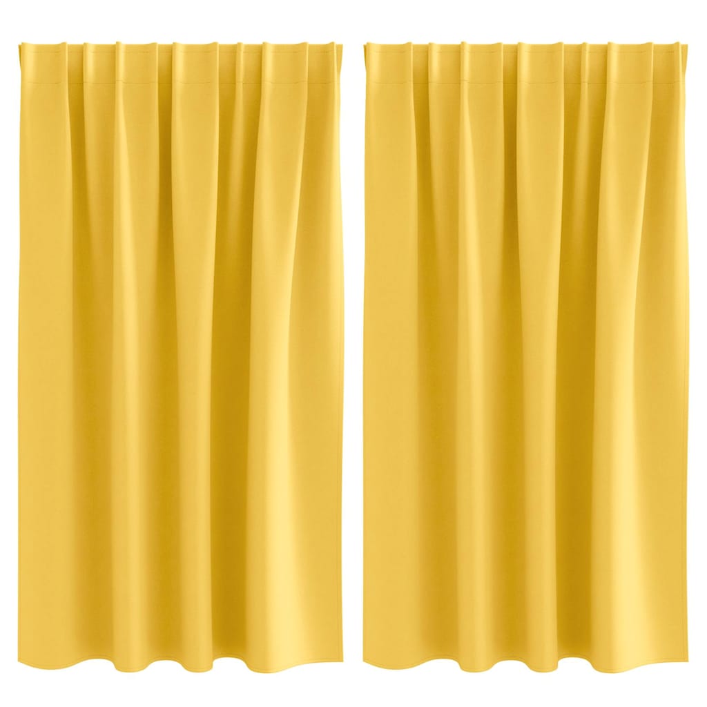 Cortinas Opacas con Anillas 2 pcs Amarillo Mostaza 140 x 140 cm