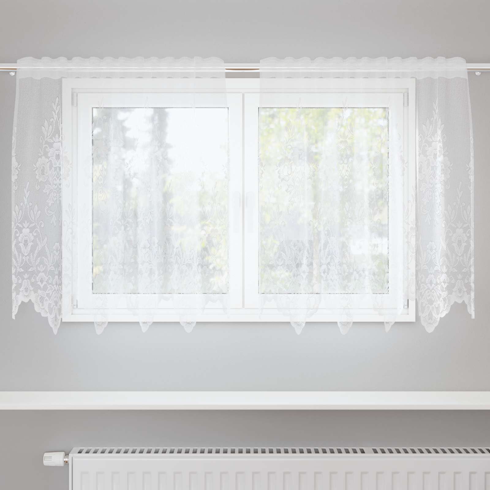 Lace Curtain with drapes 1200 x 140 cm Polyester
