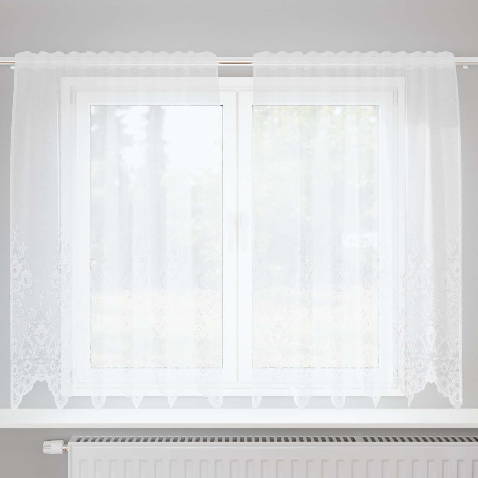 Lace Curtain with drapes 1200 x 140 cm Polyester