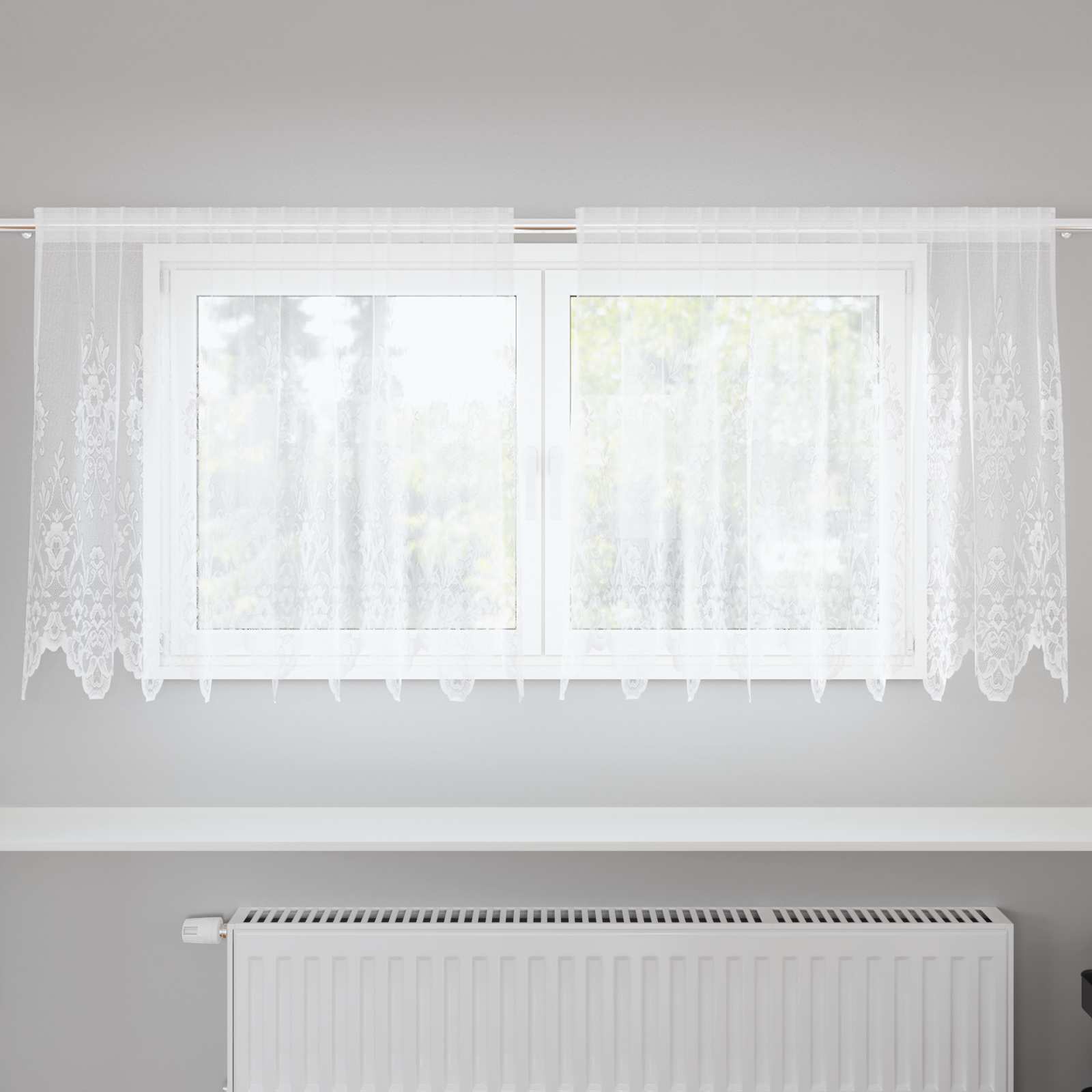 Lace Curtain with drapes 1200 x 140 cm Polyester