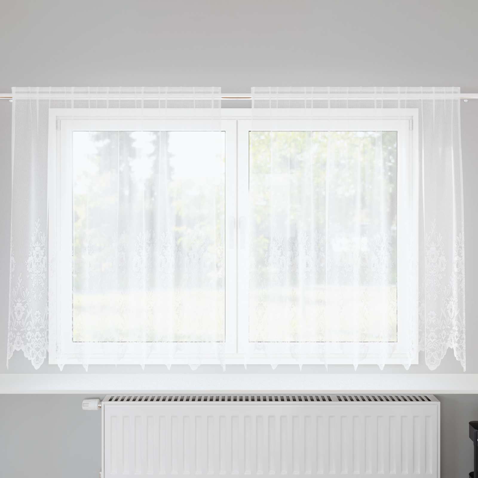 Lace Curtain with drapes 1200 x 140 cm Polyester