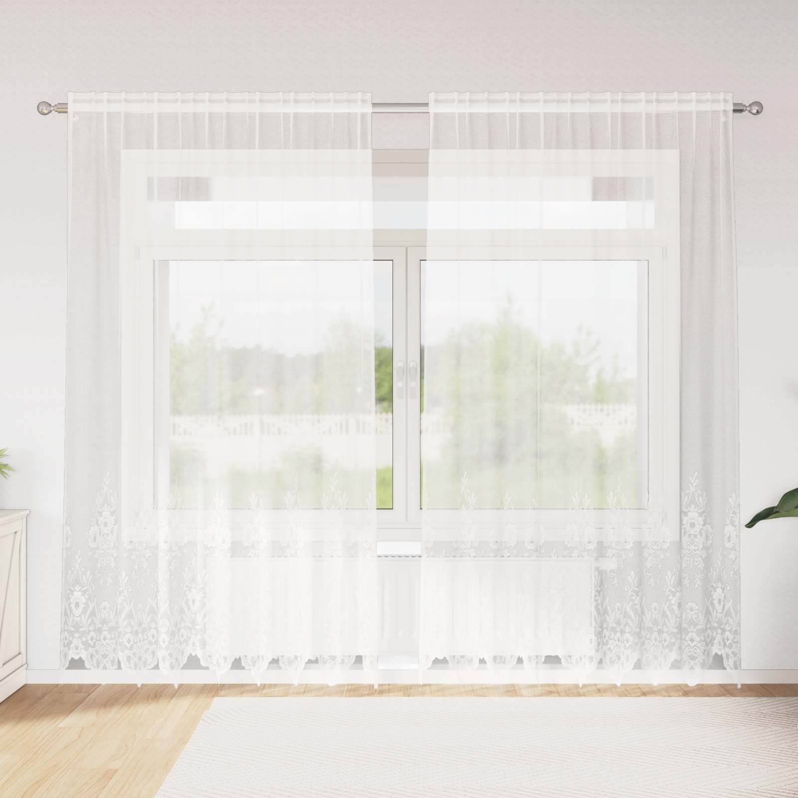Lace Curtain with drapes 1200 x 140 cm Polyester