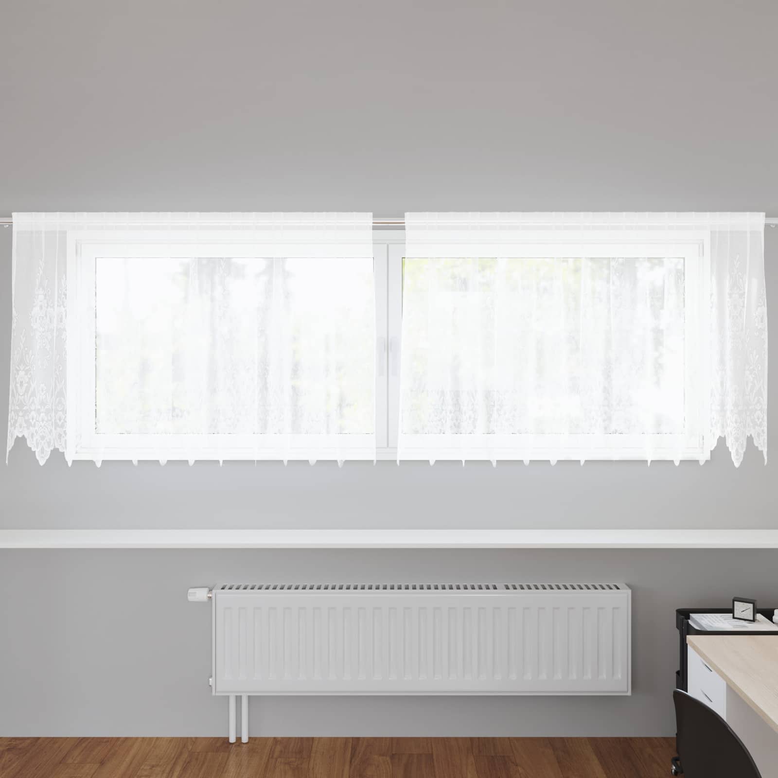 Lace Curtain with drapes 1200 x 140 cm Polyester