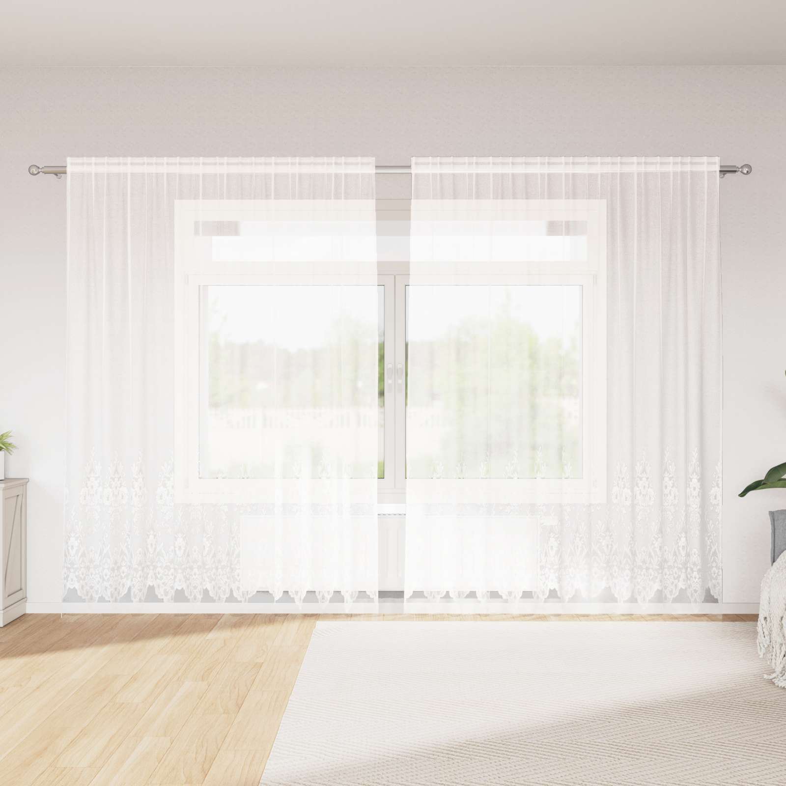 Lace Curtain with drapes 1200 x 140 cm Polyester