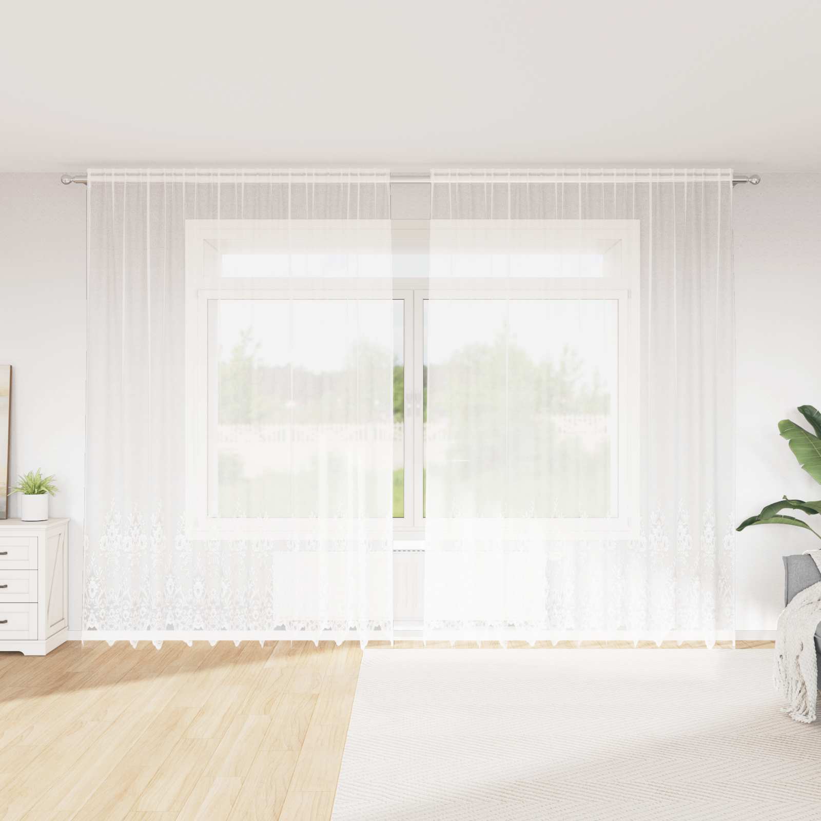 Lace Curtain with drapes 1200 x 140 cm Polyester