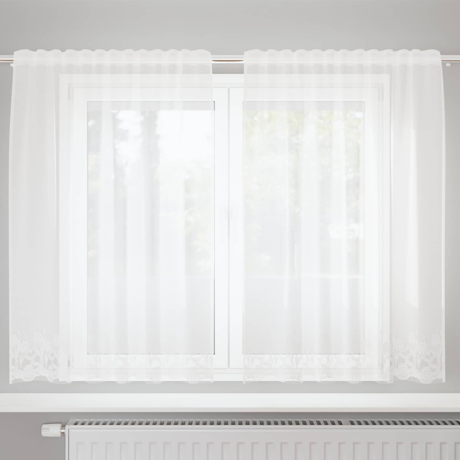 Lace Curtain with drapes 1200 x 140 cm Polyester