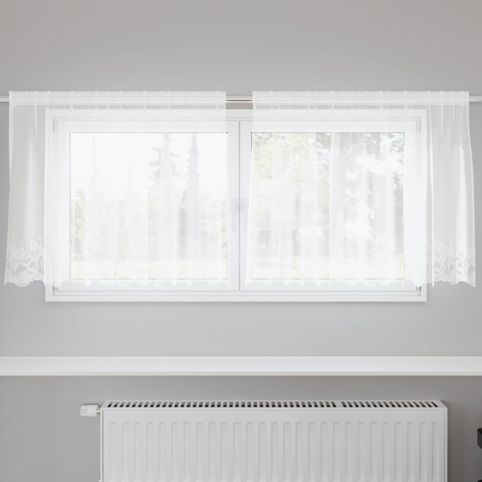 Lace Curtain with drapes 1200 x 140 cm Polyester