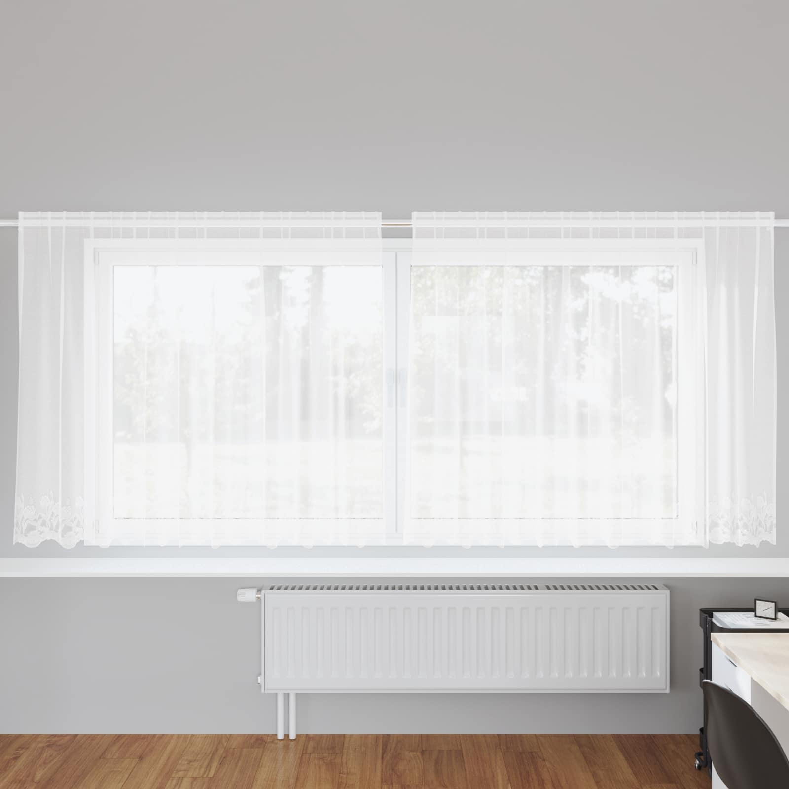 Lace Curtain with drapes 1200 x 140 cm Polyester