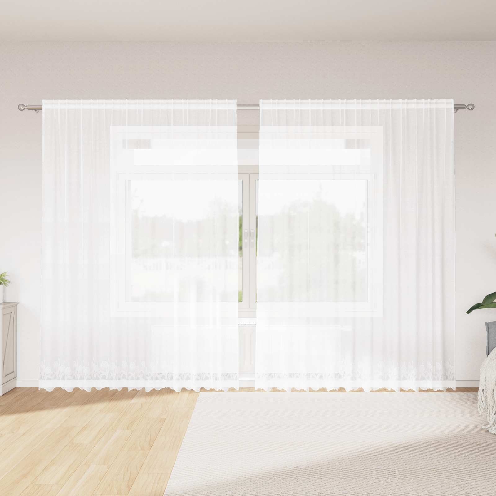 Lace Curtain with drapes 1200 x 140 cm Polyester