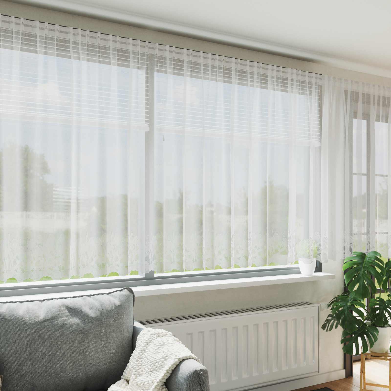 Cortina de Encaje con cortinas 1200 x 140 cm Poliéster