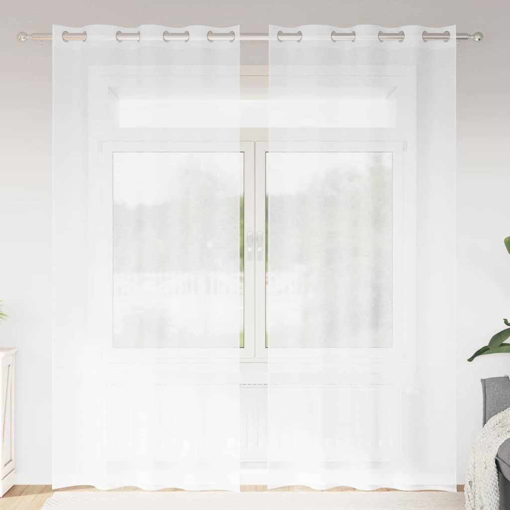 Voile Curtain 2 pcs Sand 140 x 140 cm Polyester