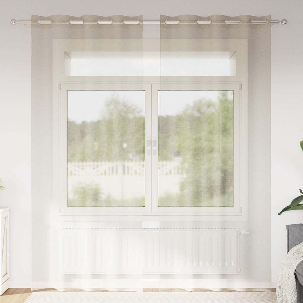 Voile Curtain 2 pcs Sand 140 x 140 cm Polyester