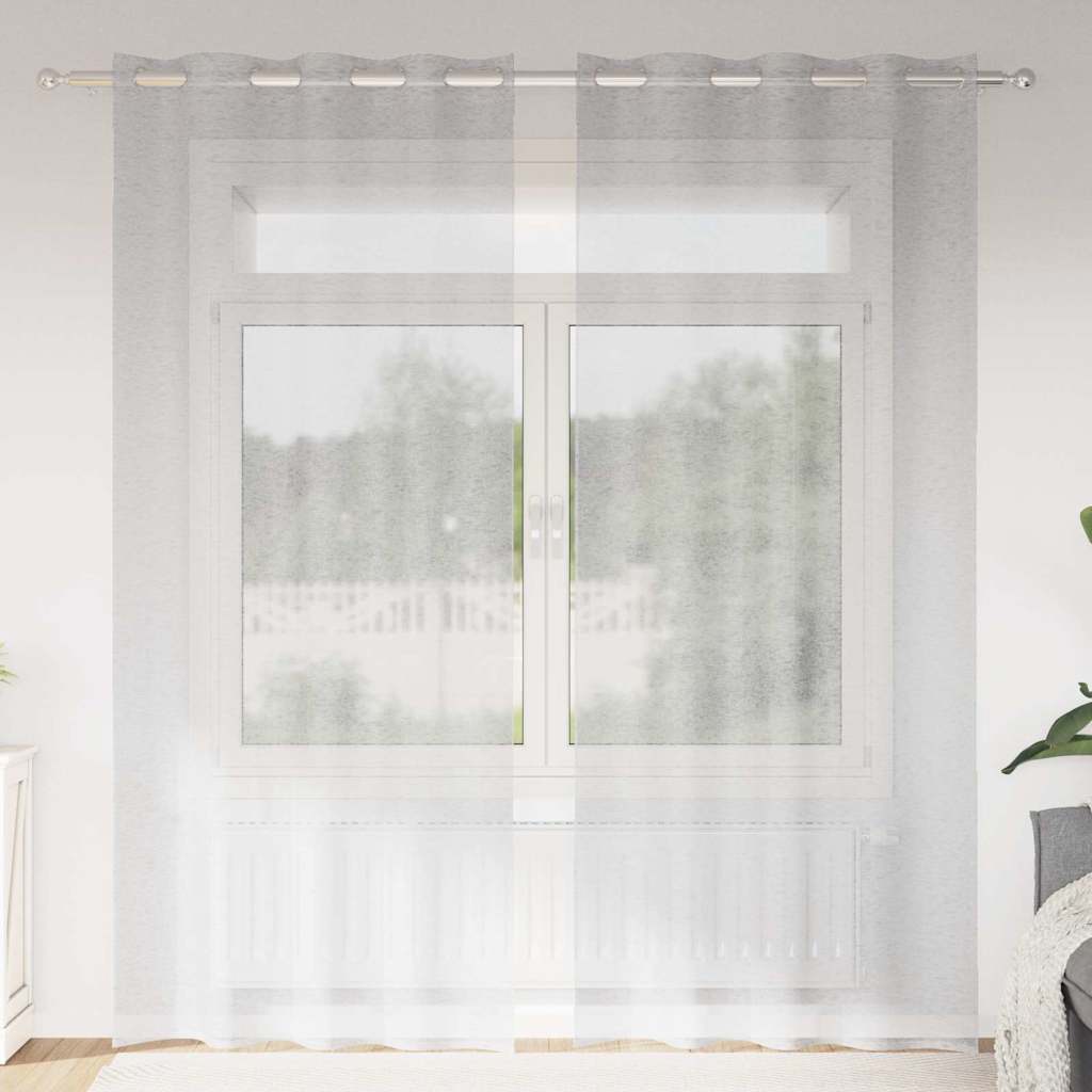 Voile Curtain 2 pcs Sand 140 x 140 cm Polyester