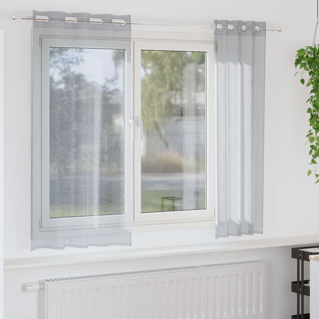 Voile Curtain 2 pcs Sand 140 x 140 cm Polyester