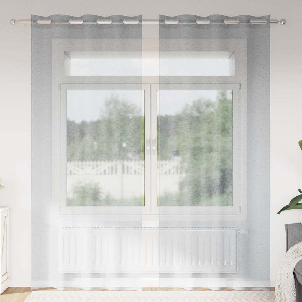 Voile Curtain 2 pcs Sand 140 x 140 cm Polyester