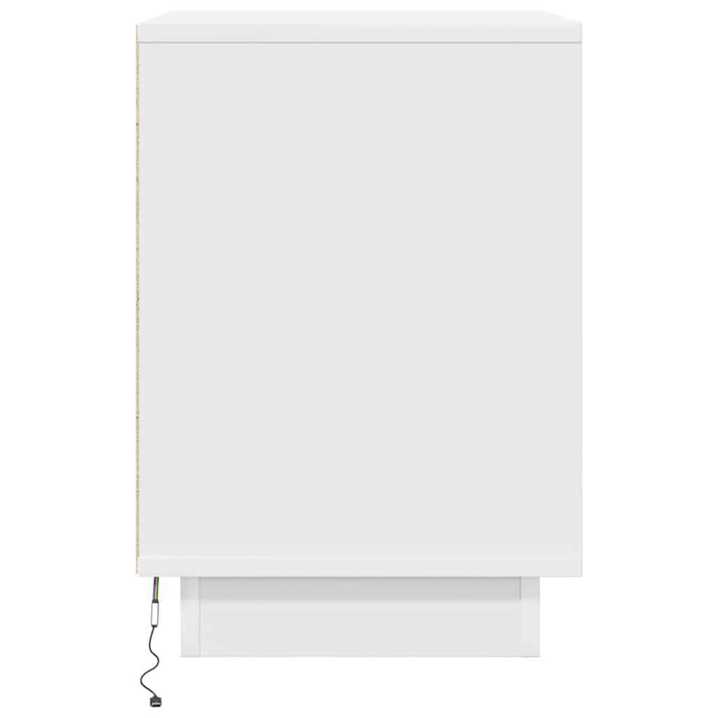 Mesilla de noche con luces LED blanca 38x34x50 cm