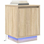 Mesilla de noche con luces LED blanca 38x34x50 cm
