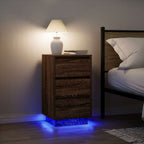 Mesilla de noche con luces LED blanca 38x34x50 cm
