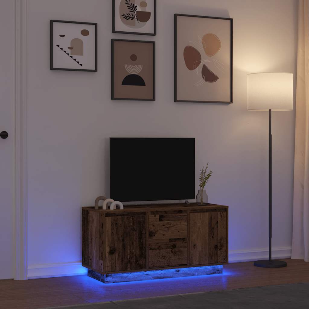 Mueble de TV con luces LED blanco 100X35,5x25 cm