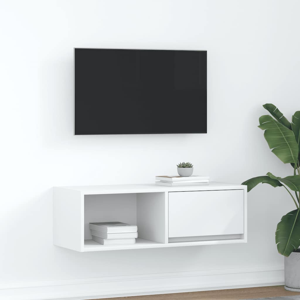 Mueble de pared TV con luces LED gris hormigón 140x31x38 cm
